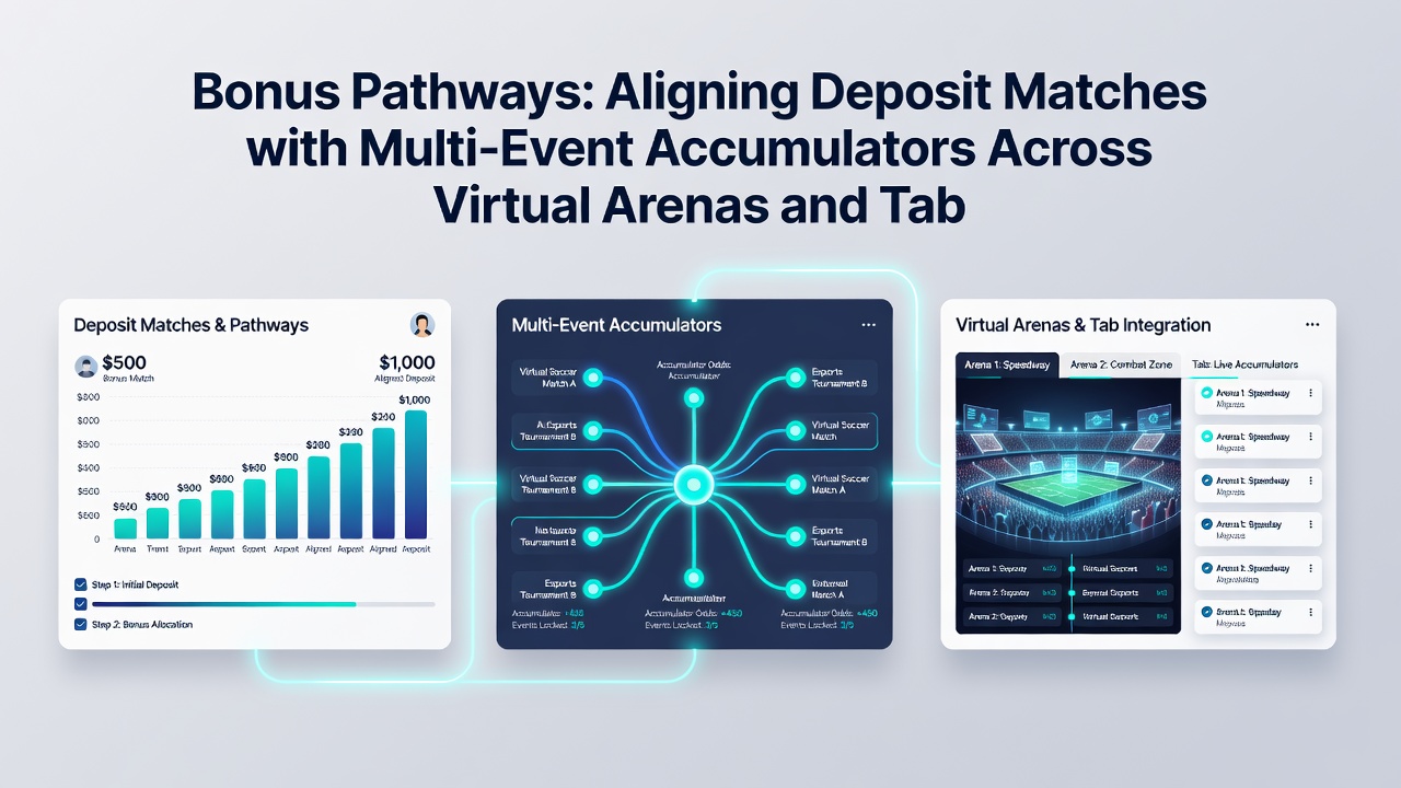 Diagram showing accumulator bet flows between virtual arenas and table game platforms