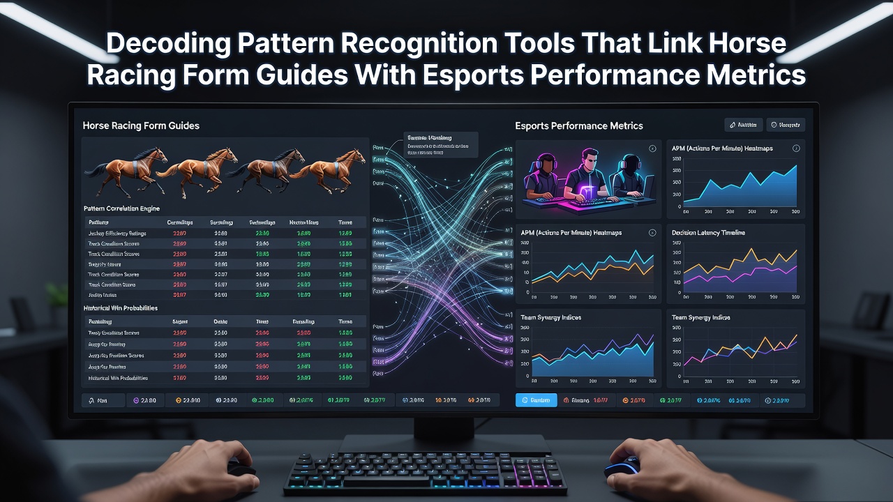 Side-by-side comparison charts illustrating algorithmic pattern matches between equine performance data and competitive gaming statistics