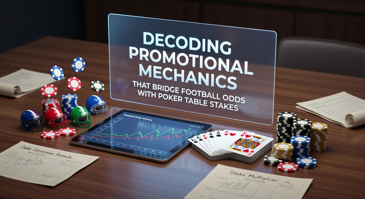 Illustration showing interconnected promotional pathways between football betting platforms and poker tables, with icons representing odds, stakes, and bonus flows