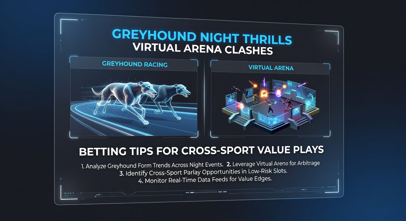 Dynamic split-screen showing live greyhound race alongside virtual arena simulation, highlighting cross-sport betting opportunities