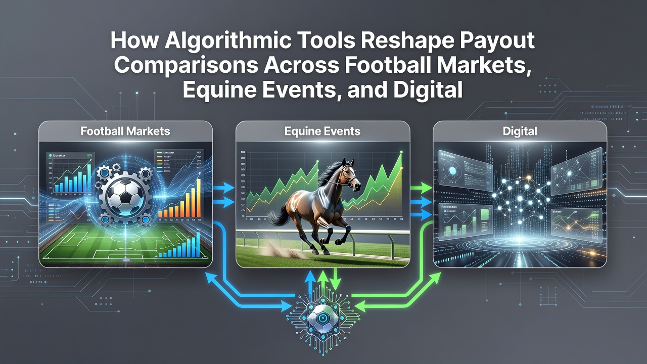 Comparative analytics interface displaying payout metrics for horse racing and esports events side by side