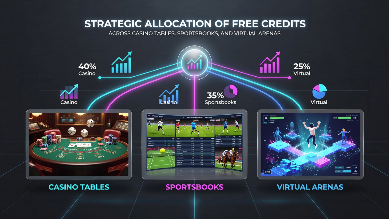 Players reviewing credit allocation across casino, sportsbook, and virtual platforms