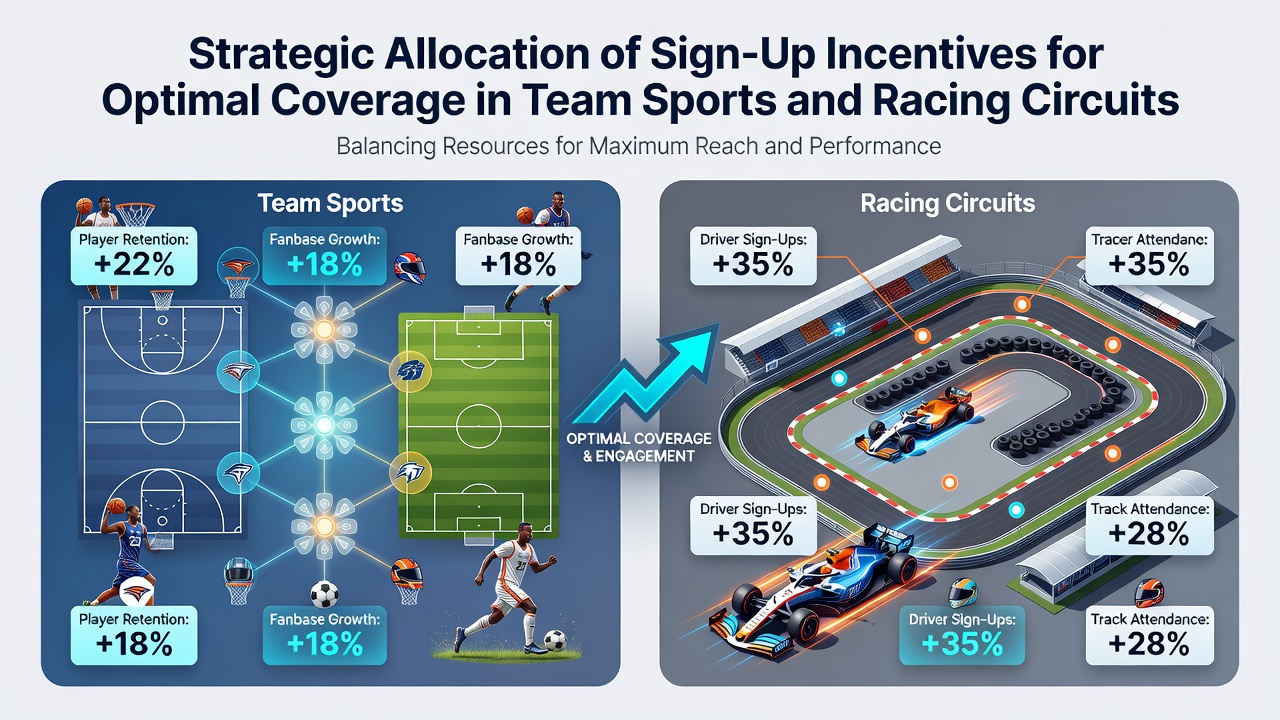 Racing circuit betting interface displaying allocated sign-up rewards and event coverage options