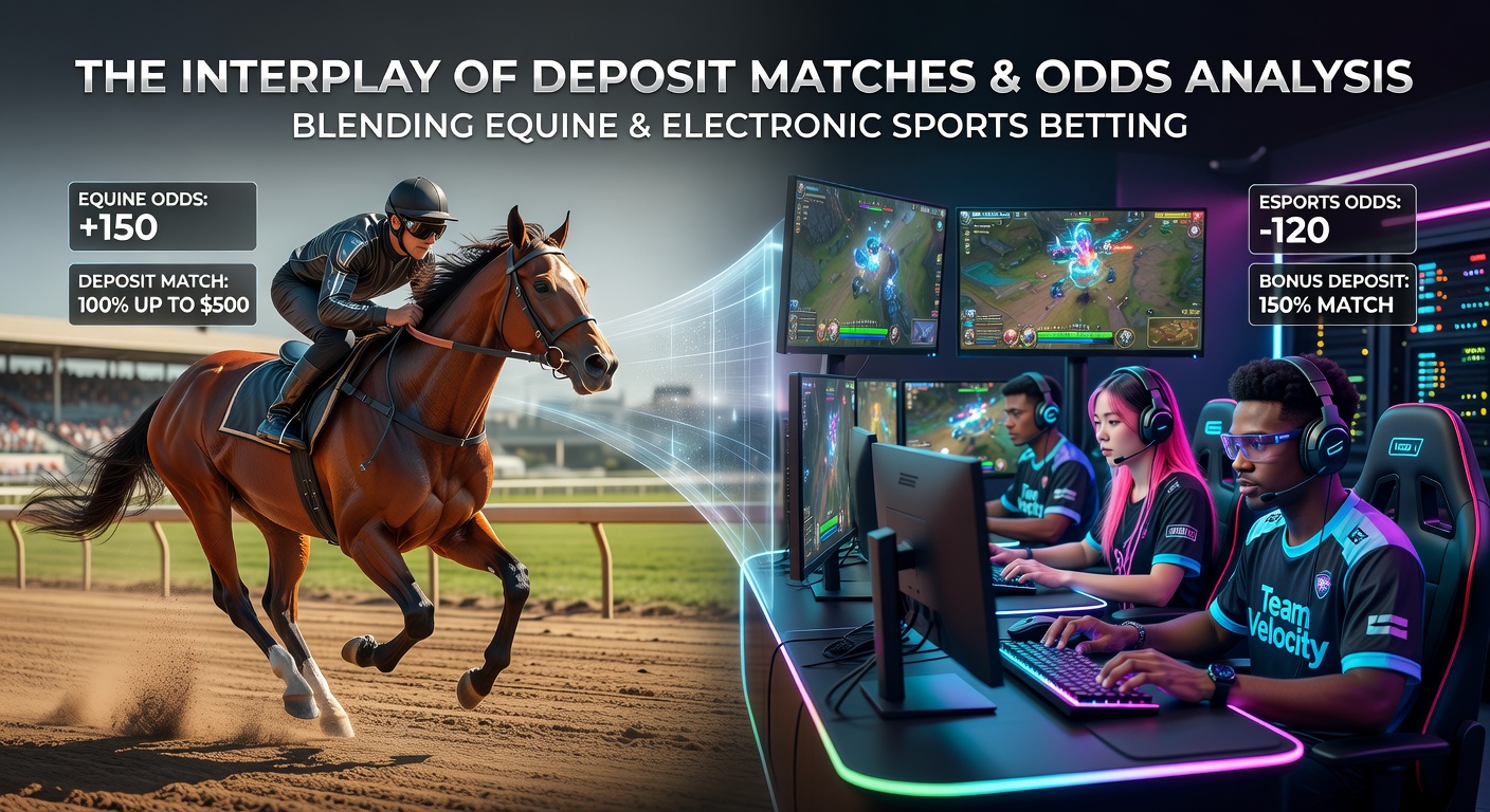 Bettors reviewing deposit match offers alongside comparative odds charts for horse racing and esports events