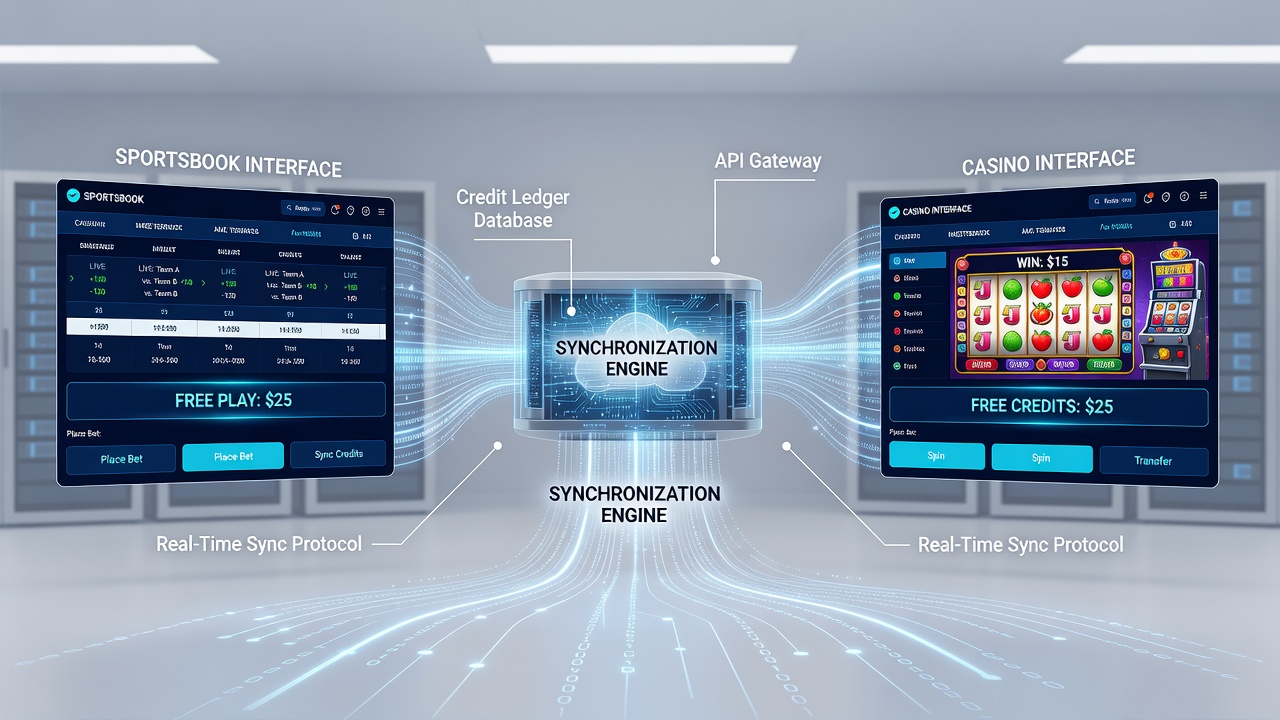 Flowchart of credit token conversion between betting and gaming modules