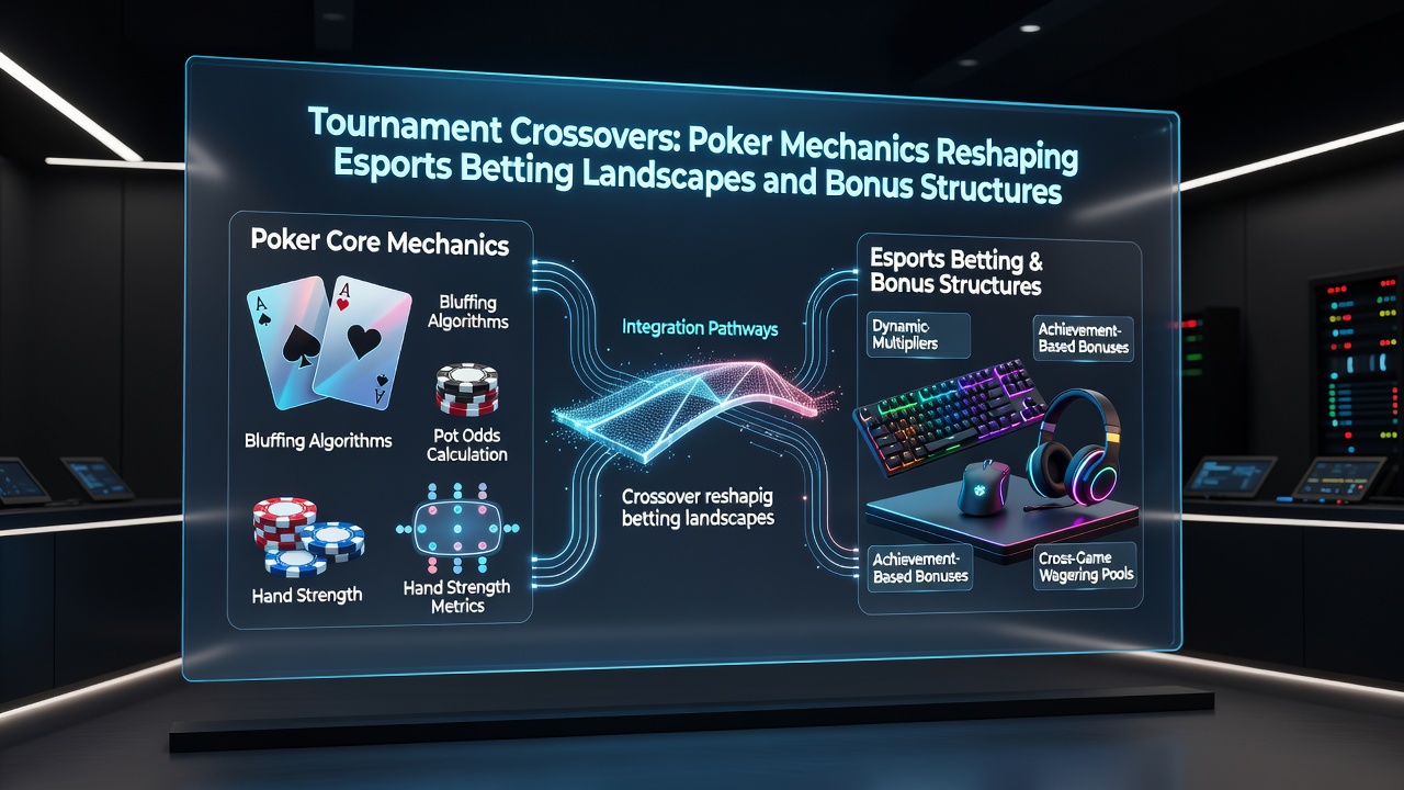 Tournament bracket visualization showing poker-inspired bonus tiers integrated into esports betting flows